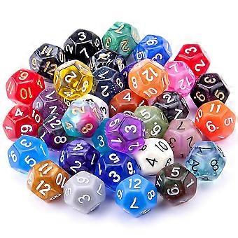 50 sztuk Kości wielościenne 12-stronne kości w mieszanych kolorach do gier stołowych DND RPG MTG 8mm