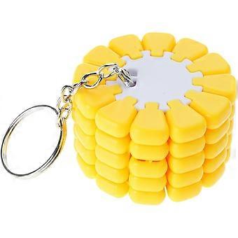 3D Simulation Corn Mechanical Decompression Keychain, Yellow Stacked Kernel Gear Pendant, Portable Mini Stress Relief Accessory for Adults