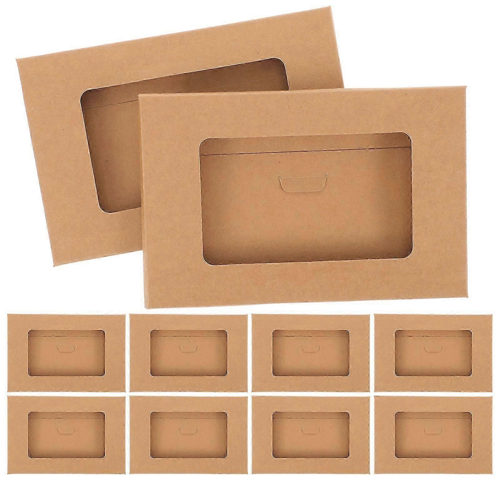10pcs Envelop Storage Boxes Kraft Paper Postcard Boxes Open Window Postcard Boxes-ghpa