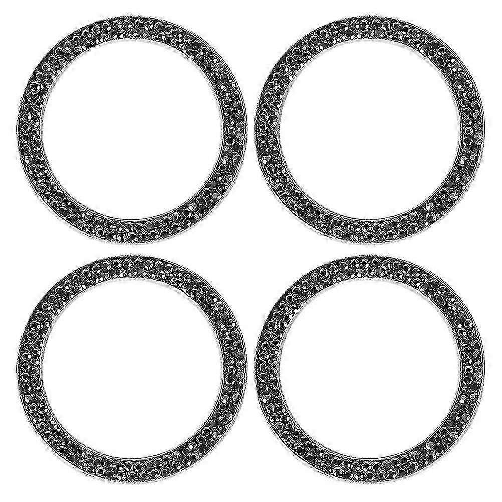 Car Interior Decor Ignition Button Ring with Crystal Rhinestones 4Pcs