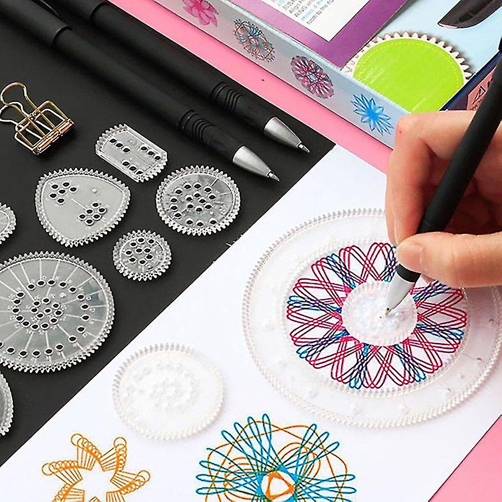 22kpl Spirograph Drawing Toys Ruler Set -lukitusvaihteet ja; Pyörät piirustustarvikkeet Luovat koulutus hallitsijat lapsille