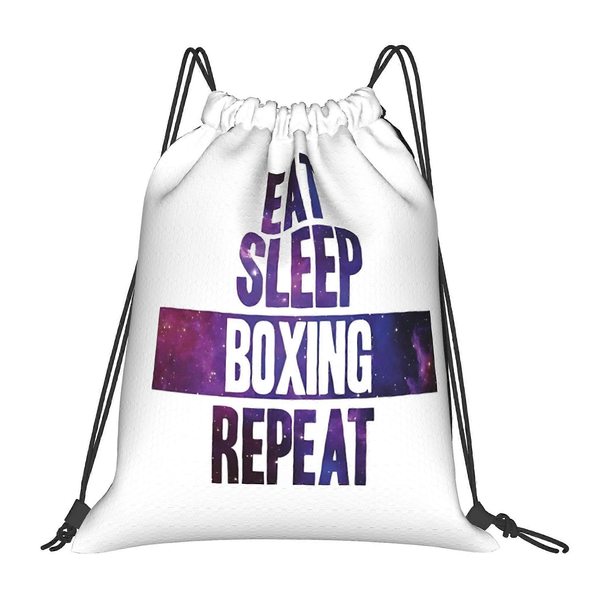 1pc Eat Sleep Boxing Repeat Drawstring Backpack-Cqazw