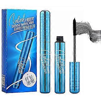 Dichte Mascara mit Naturfasern und schlanker Silikonbürste für Volumen, Länge und einfaches Entfernen, langanhaltender Halt