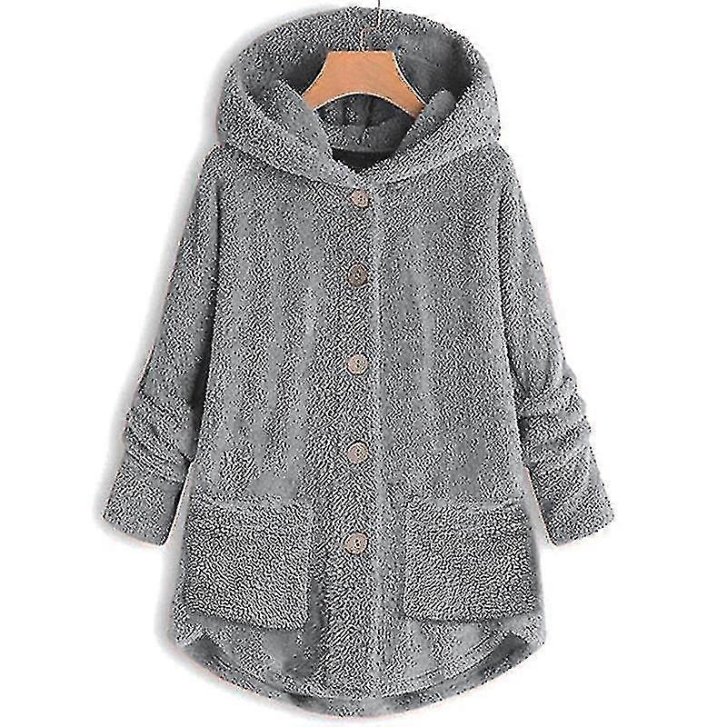 Women Hooded Teddy Bear Jacket Solid