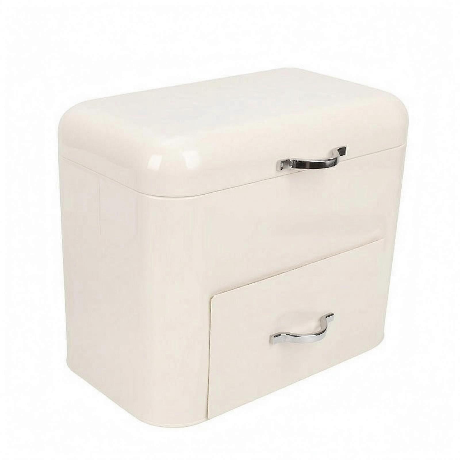 Iron Bread Box Double-Layer Lid Metal Bread Box Powder-Coated Kitchen Storage