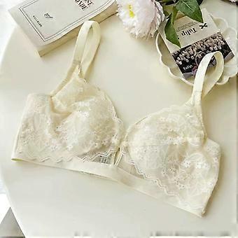 Women French Style Lace Wireless Thin Cup Large Breast Minimizer Comfortable Bra