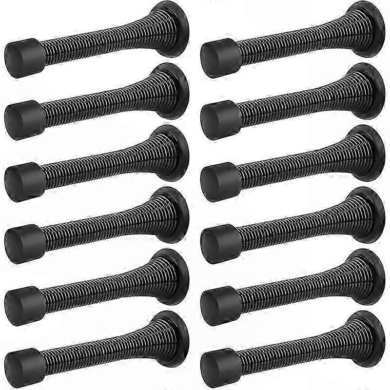 12 Pack Black Flexible Spring Door Stops