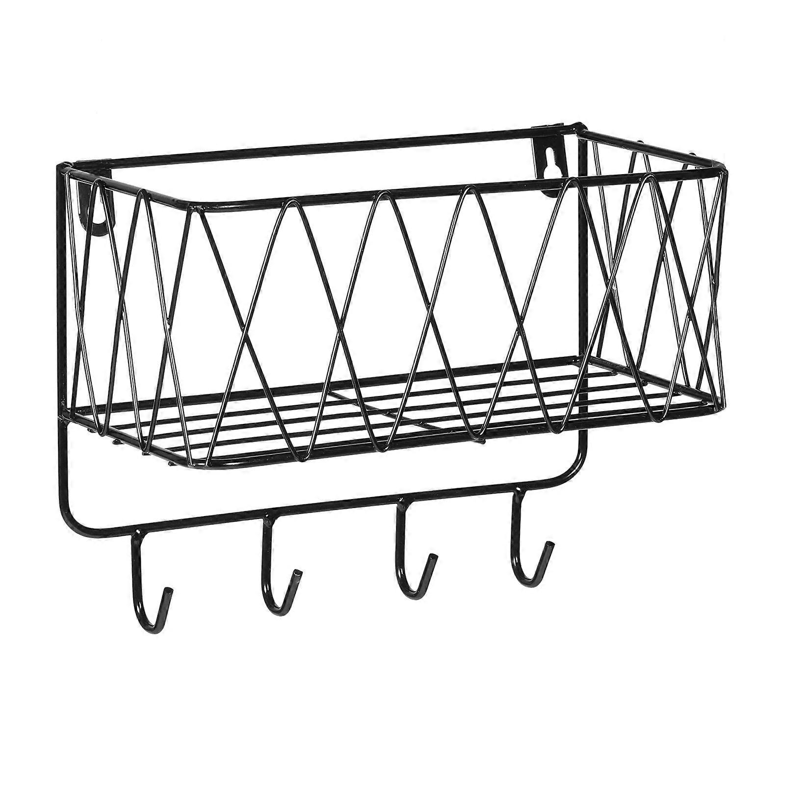 Black Iron Wall Storage Stand for Home Multi-Function Rack