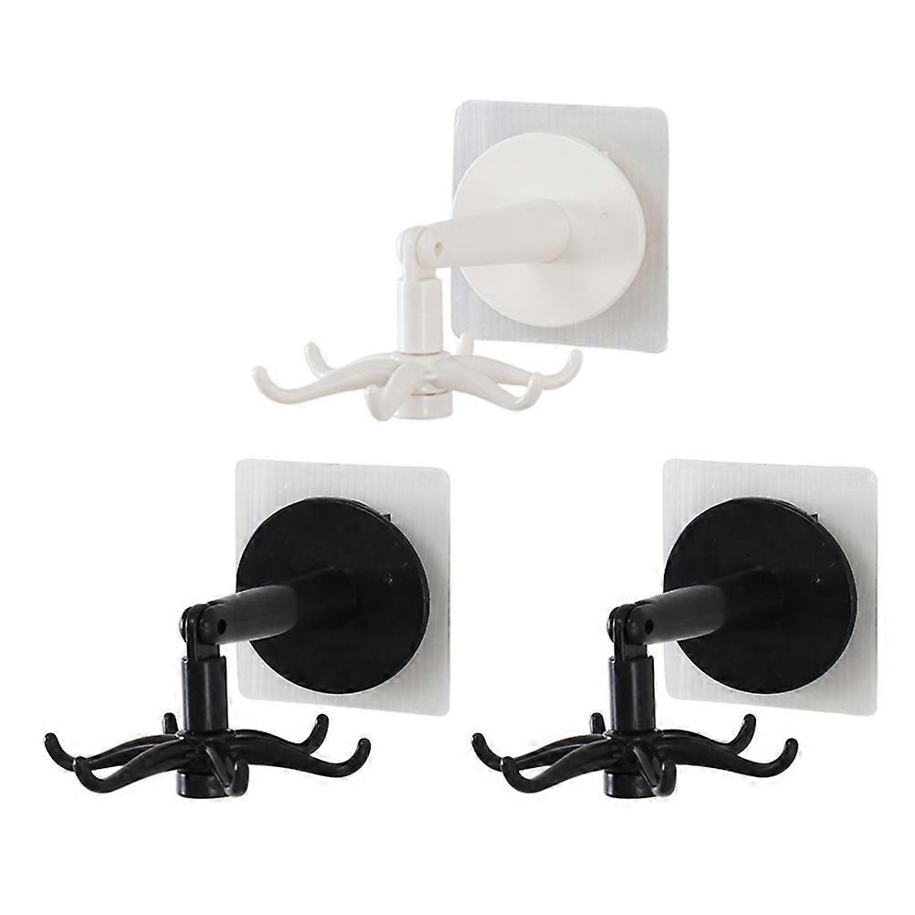 Wall Hooks Rotating Hooks for Adhesive Use 3Pcs Plastic Assorted Color