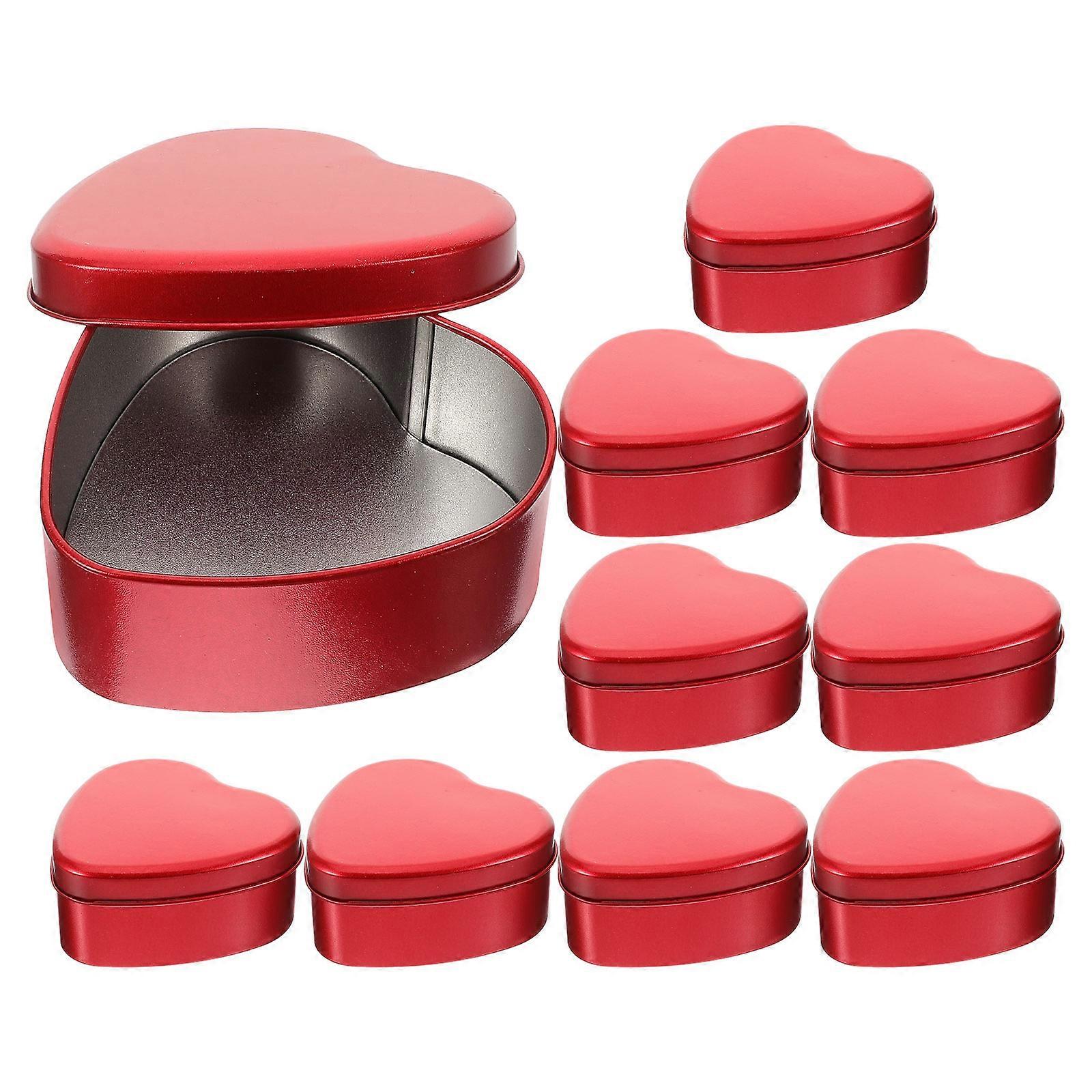 Tinplate Candy Boxes Heart Shape for Storage Use 30Pcs Red Wedding