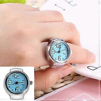 Unisex Analog Quartz Ring Watch 24mm Alloy Case 8mm Stainless Steel Band Blue for Casual Daily Wear Dating Party
