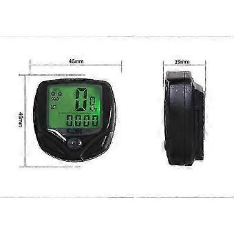 Wireless Bike Computer with 16 Functions, Waterproof LCD Speedometer, Green/White Backlight, ABS, Includes Base and Transmitter
