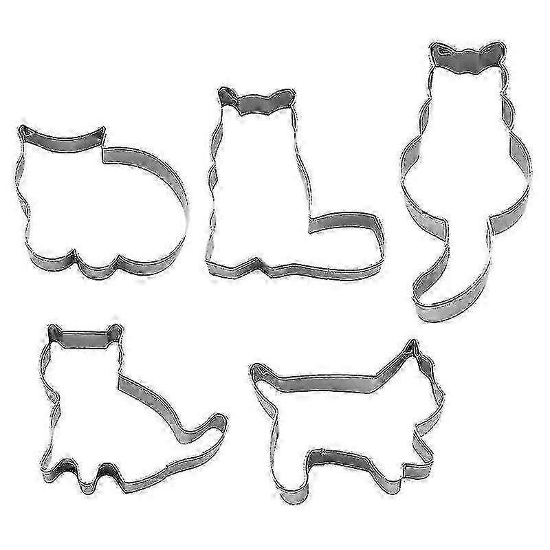 Stainless Kitten Cookie Cutters 5 Piece Set