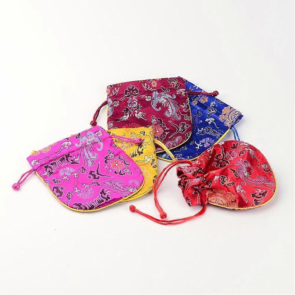 50pcs Silk Drawable Pouches Rectangle Mixed color 13x11.5cm