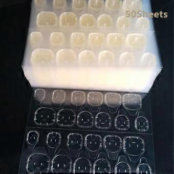 50 Sheets Double Side Adhesive Tape Glue Sticker False Nail Glue For Fake Nails Tips Clear Jelly Gel Pad Press On Nails Manicure