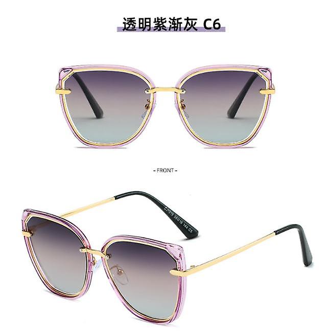 High Quality New Outlet Women's Polarized Sunglasses Transparent Frame Retro Cat Eye Sunglasses Uv Protection Sunshade Mirror