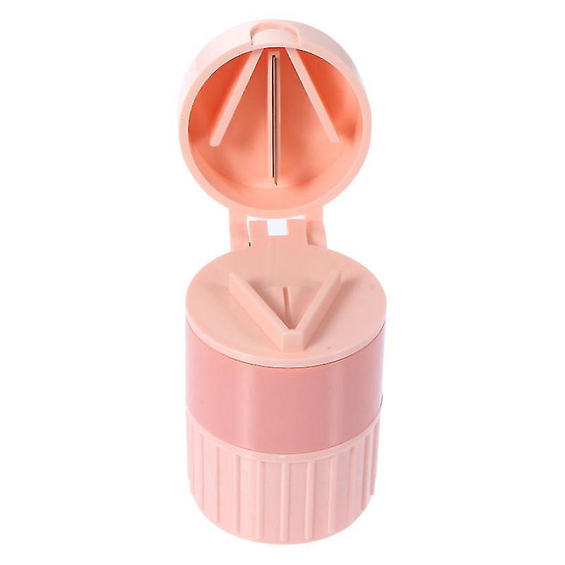 6.4X5.1x5.1cm Pink Pillboxes 1pc Portable Medication Box Pill Cutter Convenient Outdoor Pill Storage