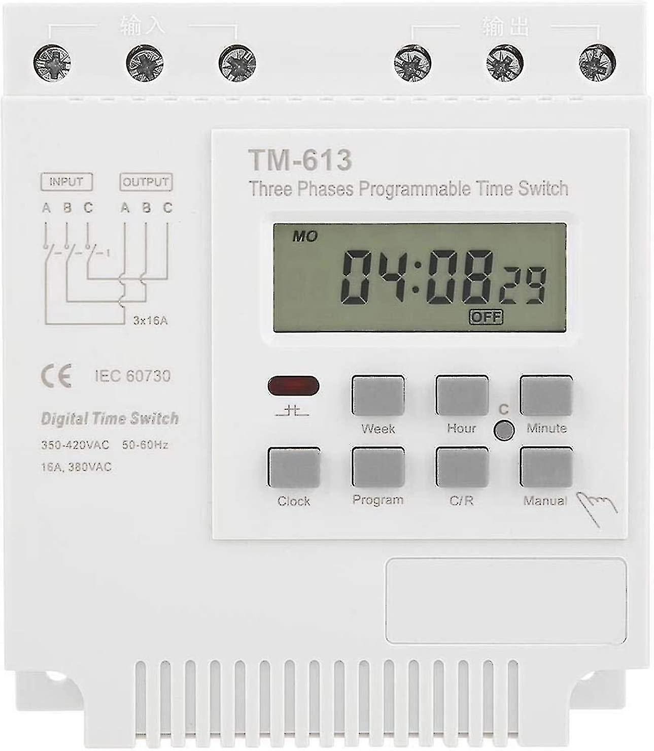 Digitaler LCD-Zeitschaltuhr, Programmierbar, DC 24 V, 30 A, Zyklus-Timer- Relais, Wochenzeitschaltuhr, Für 35 Mm DIN-Schienenmontage
