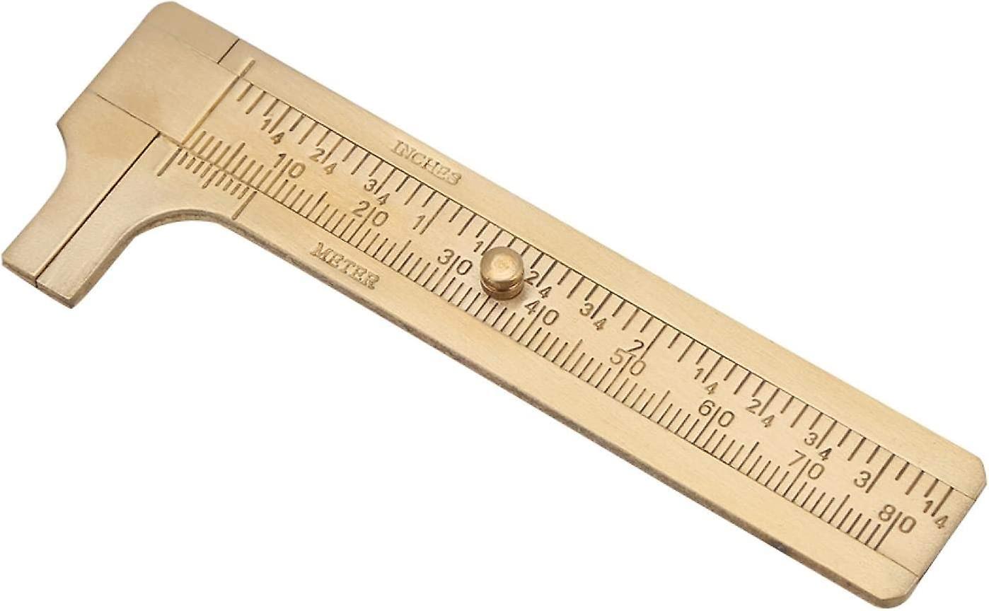 Dual Scale Vernier Caliper-1pc Brass Sliding Gauge Vernier Caliper Ruler Measuring Tool Dual Scales mm/Inch(80mm)