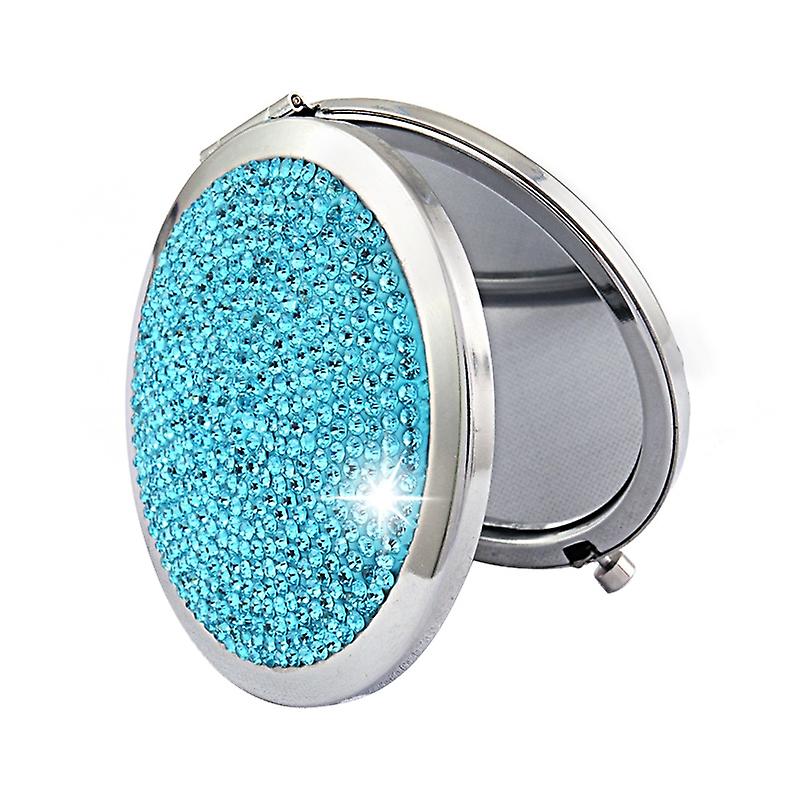 Diamond-encrusted Double Side Folding Round Makeup Mirror