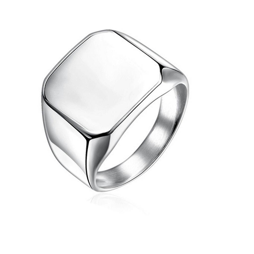 Solid polert rustfritt stål Band Biker menn Signet Ring Sølv US 10