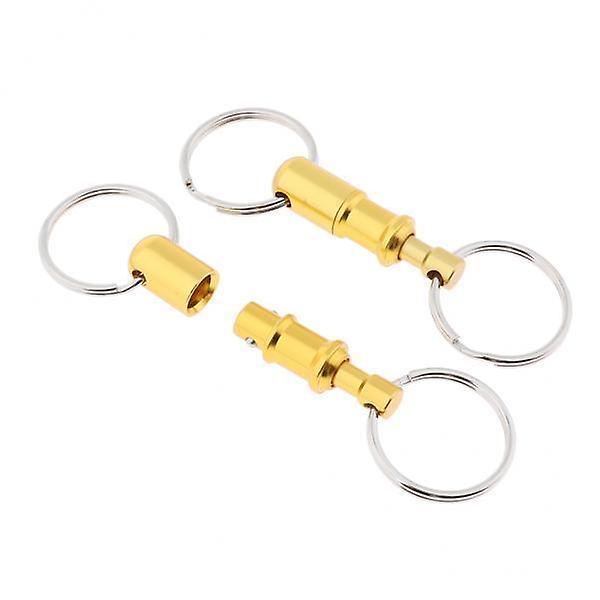 3x2 Pieces Breakaway Key Ring Separate Car Keys Quick Release Keychain Golden