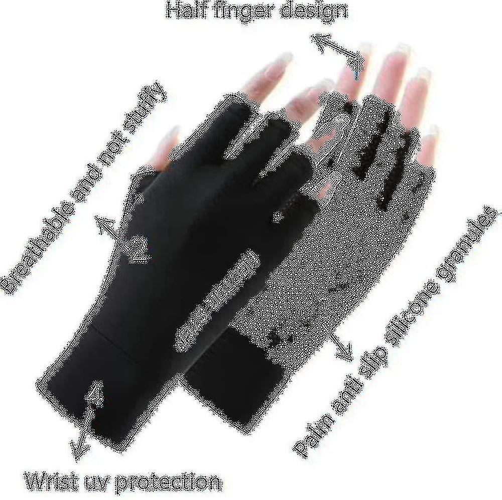 Upf 50+ fingerløse solhansker for UV-beskyttelse, håndbeskyttelse for kvinner, fisking, kjøring, sykling, fotturer