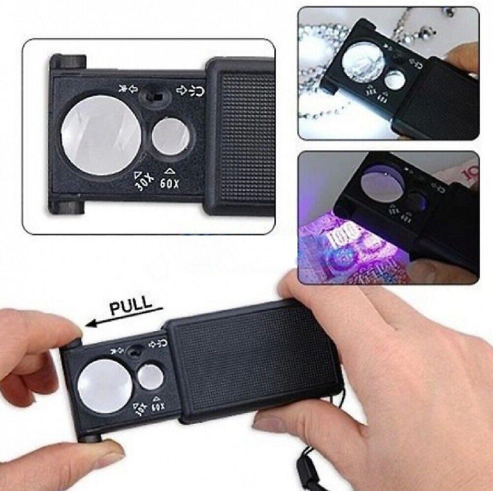 30X 60X Pocket Magnifier with LED Lighted Slide Out-Handheld Magnifying Glass