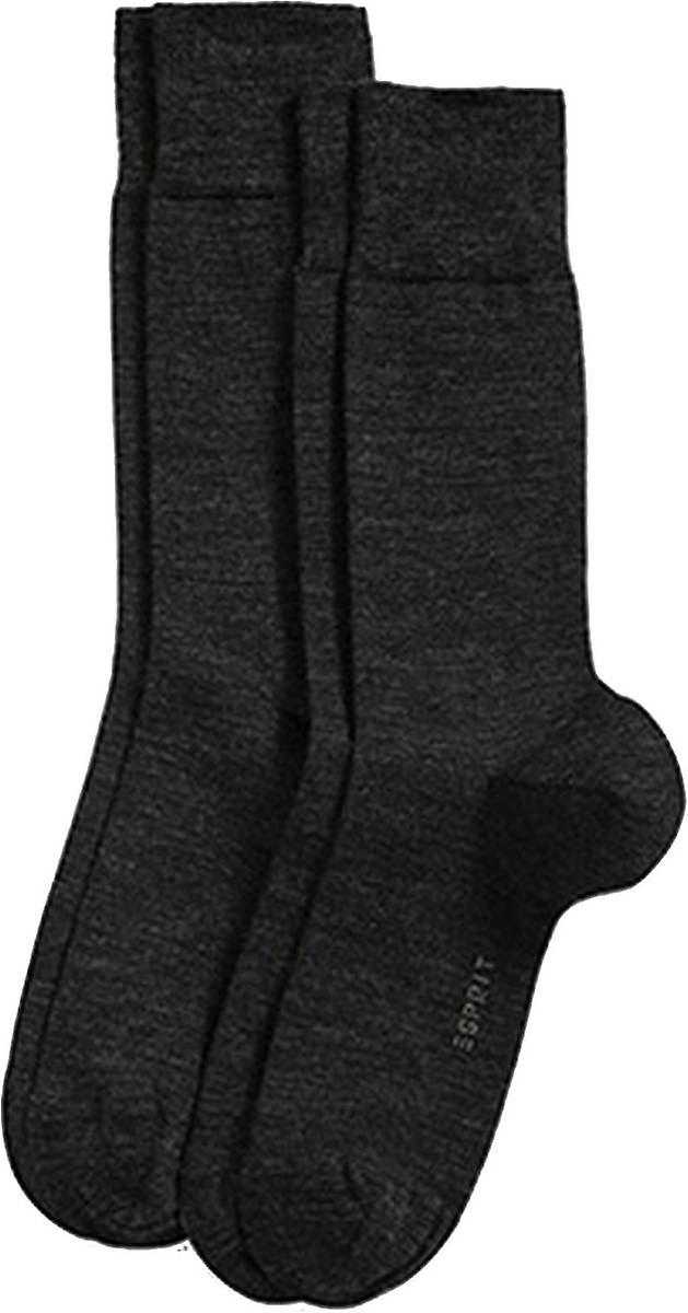 Esprit Basic Elegant Wool 2 Pack Socks - Anthracite Melange Grey