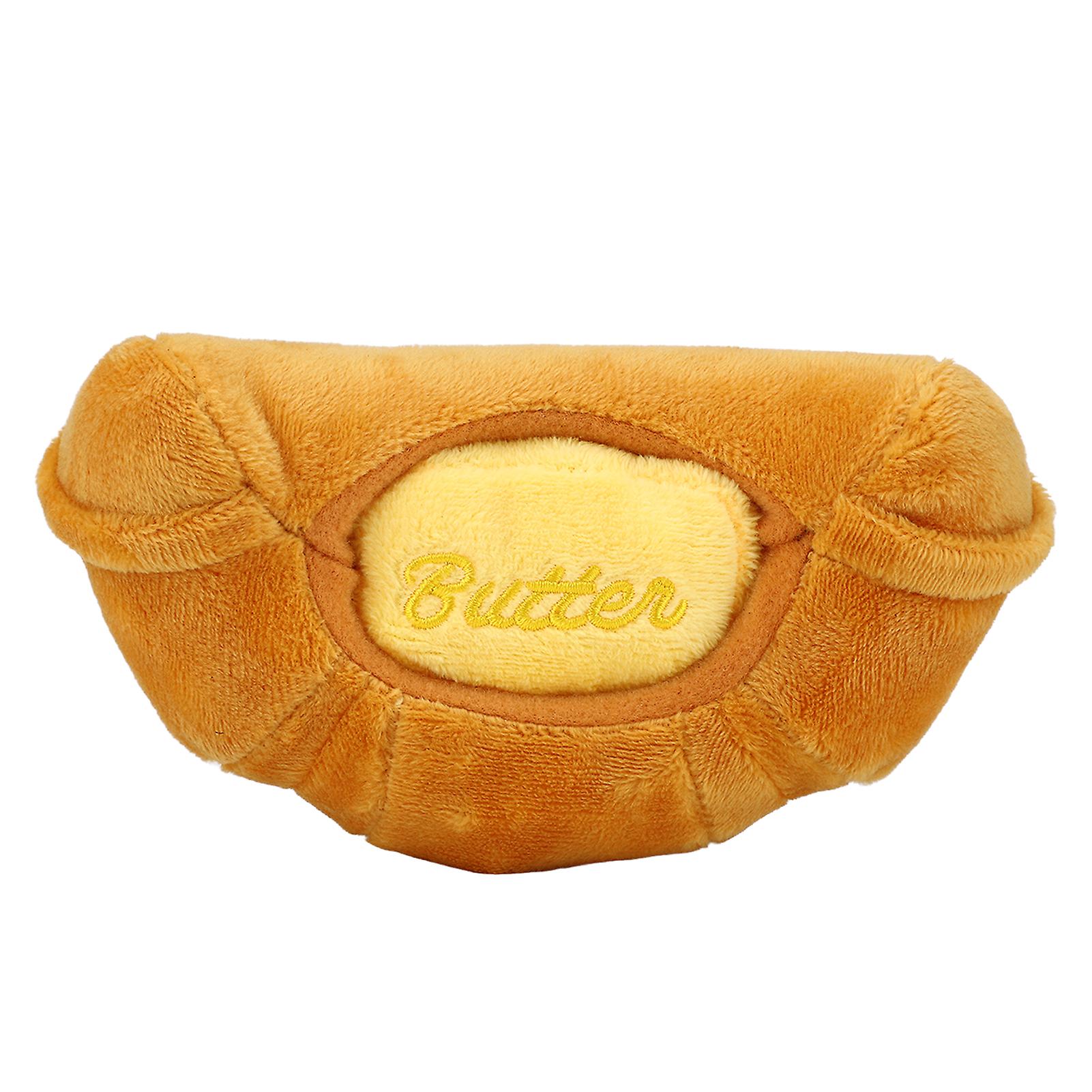 Plush Croissant Dog Toy, Fun Interactive Chew and Squeaky Toy for Dogs, Puppies, Cats and Kittens