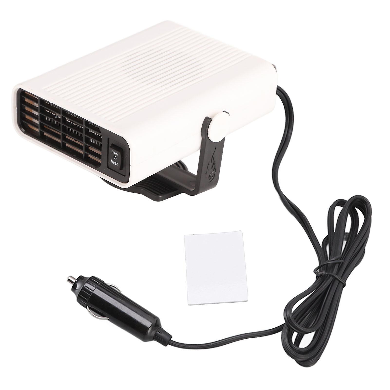 Cigarette Lighter Car Heater 360 Degree Rotating Quick Heating Portable Cigarette Lighter Defogger Defroster for Truck 24V White