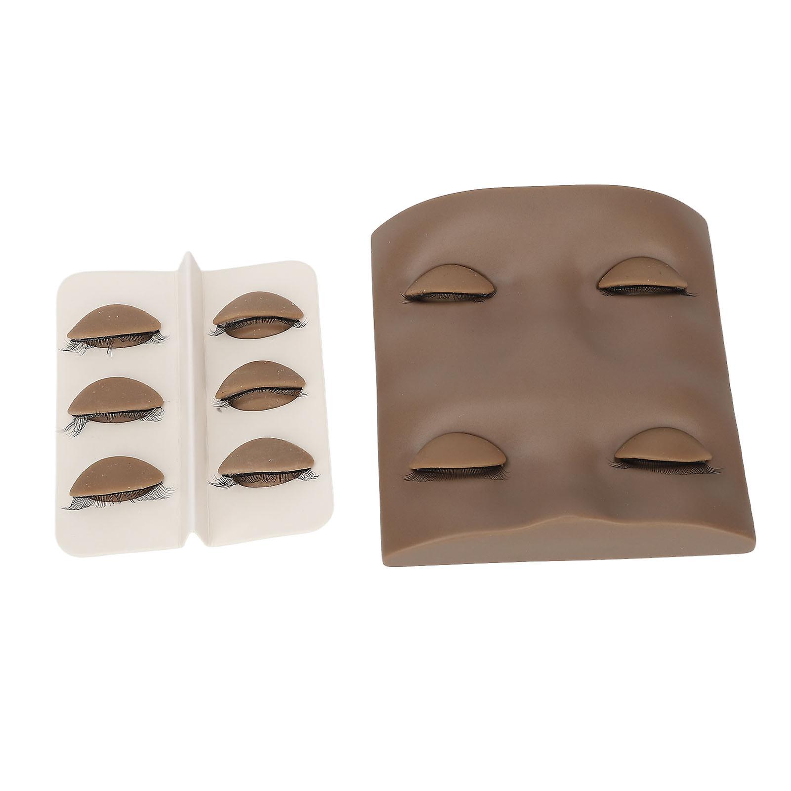 Lash Mannequin Head with with 3 Pairs Replacement Eyelids Realistic Removable Eyelash Training Mannequin Brown