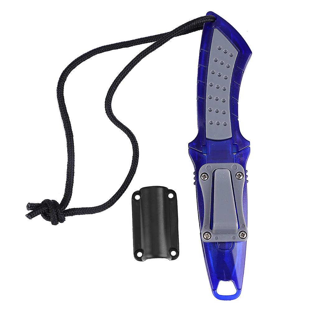 Couteau de plongée professionnel à lame fixe en acier inoxydable, tête pointue bleue