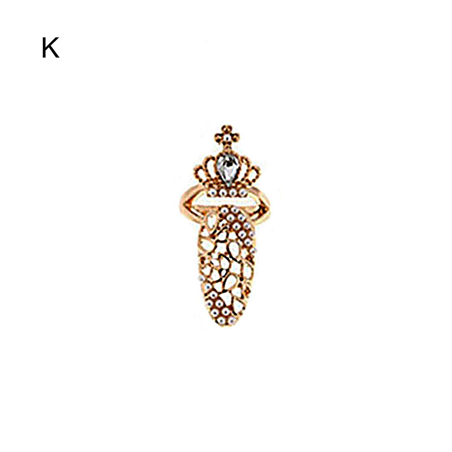 Tırnak Halkası Ayarlanabilir Yapay Elmas Gömülü Moda Takı Tırnak Koruma Taç Ilmek Çiçek