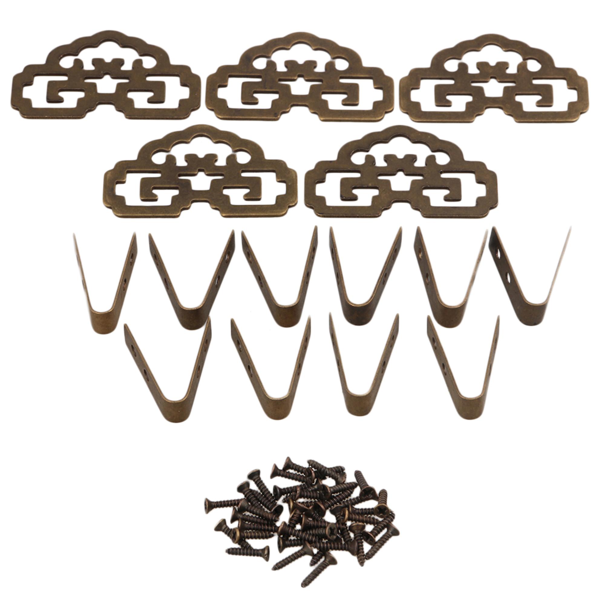 4.8cmx3cm Bronzy Classical Painting Frame Hangers Hanging Hook Set of 5