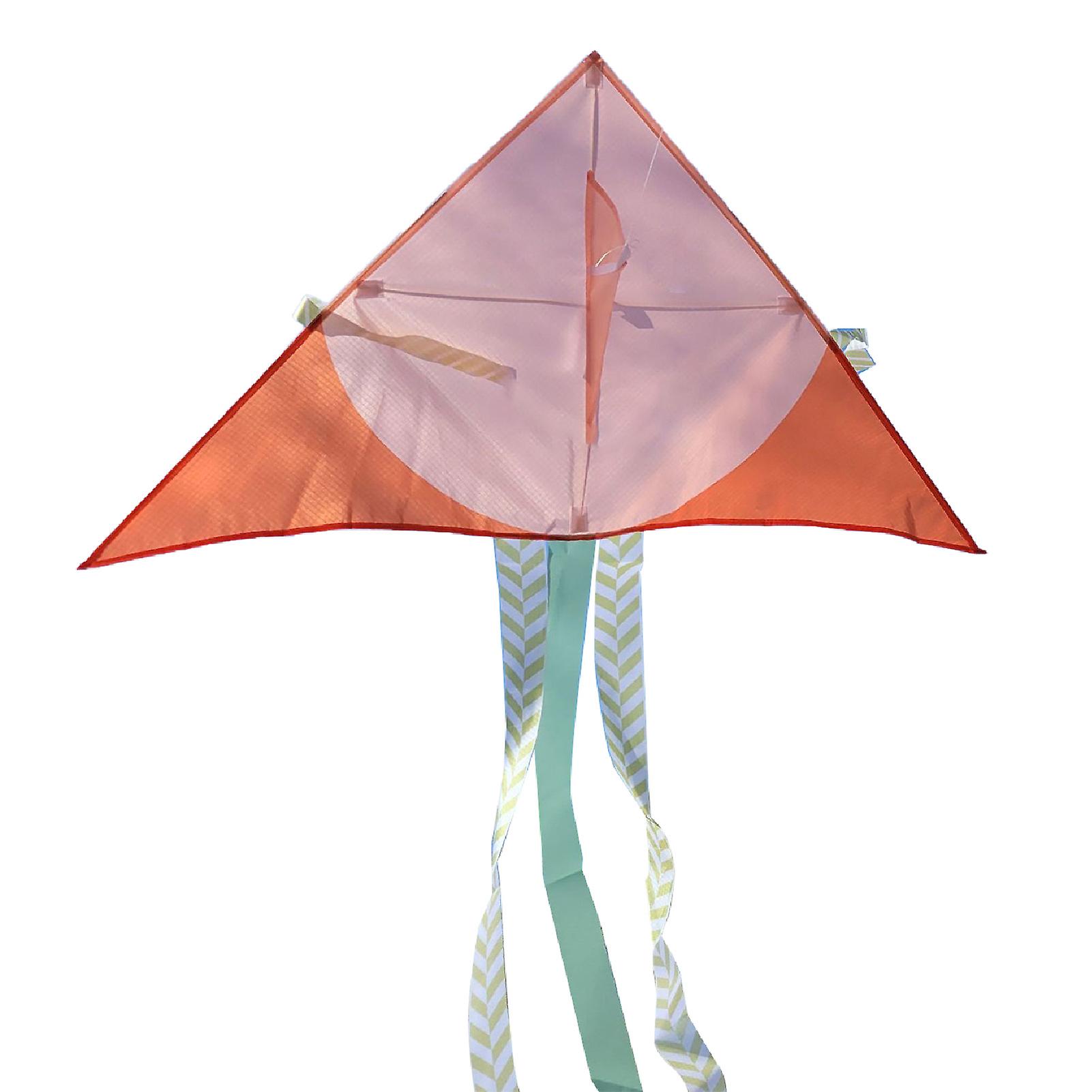 Cartoon Kite Durable Exquisite Triangle Colorful Kite Easy Fly Beginner Kite for Children Adults Orange
