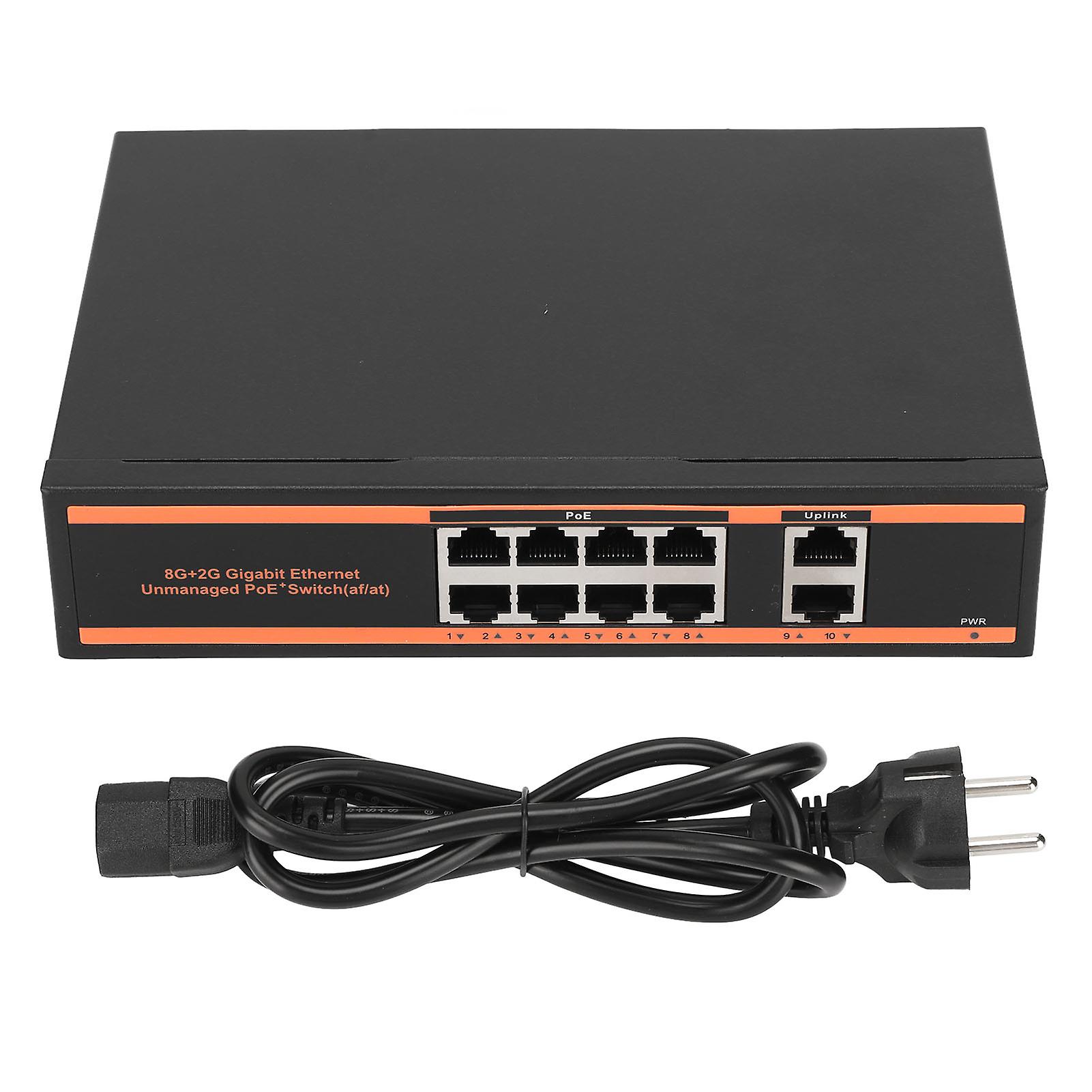 10-Port Unmanaged PoE Switch 1000M 8xPoE 150W Fanless Ethernet Switch with Protection