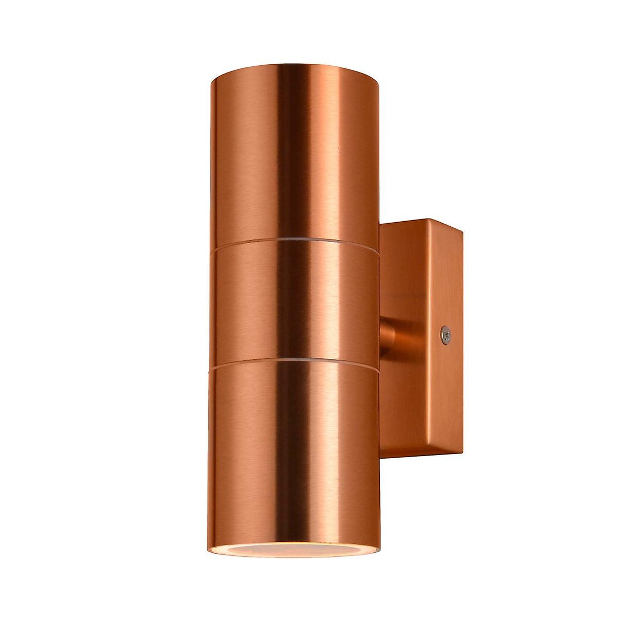 Forum Leto 2 Light Outdoor Up Down Wall Lamp Copper IP65