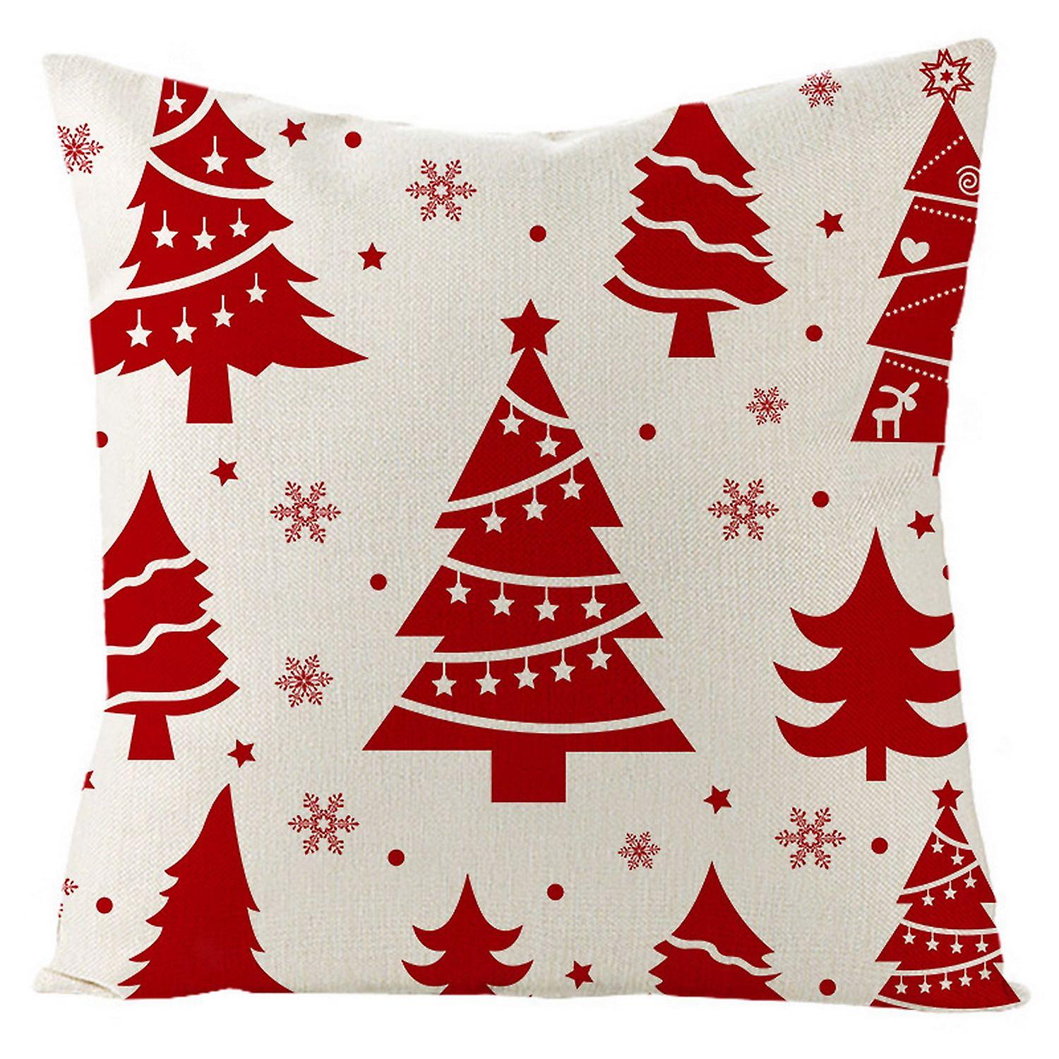 Pillow Cover Christmas Pattern One Side Printed 45cm Soft Texture Square Shapeation Washable Sofa Th