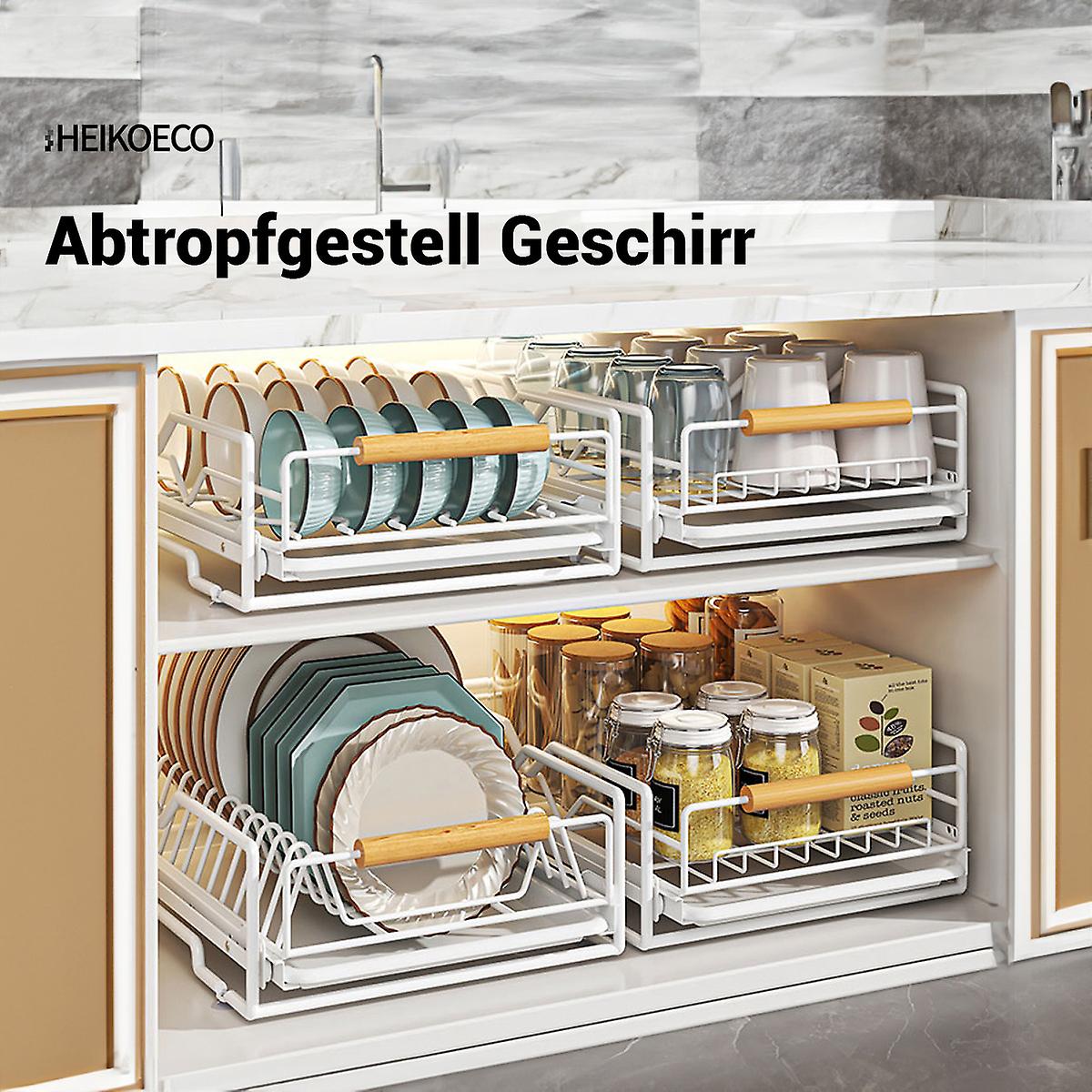 Niwugady Ausziehbarer Geschirrständer - Mit Abtropffläche Und Holzgriff 41x24,5x13cm