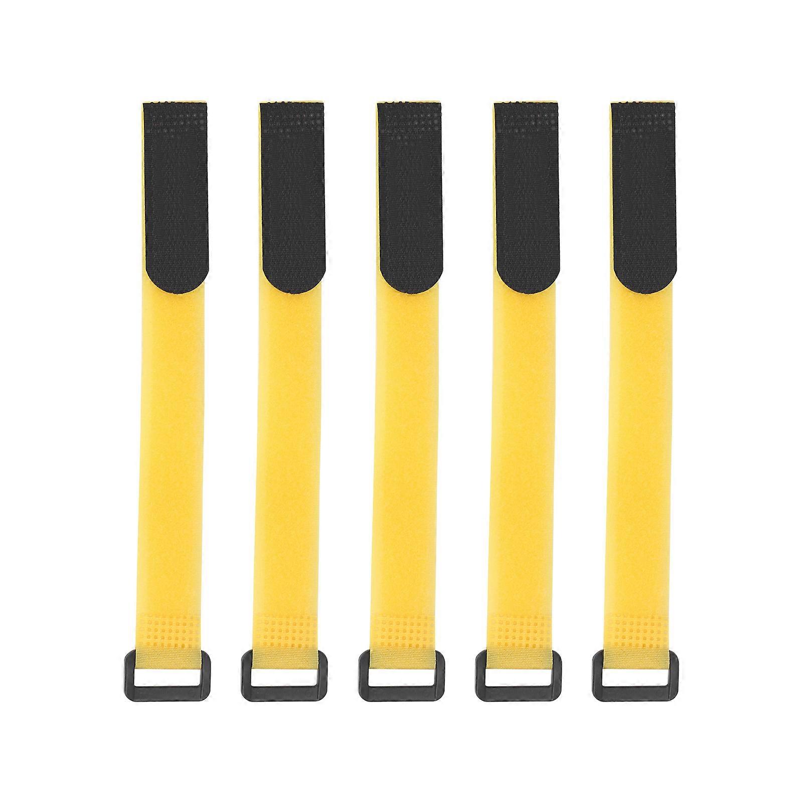 DUUTI 5Pcs 19cm Bicycle Handlebar Strap Bicycle Nylon Hook Loop Fixing Tape Adhesive Strap Jaune
