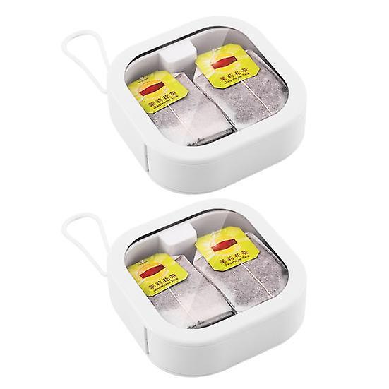 2Pcs Organizer Boxes Transparent Dustproof Compact Durable Pressing Switch Storage Holders Storing Cotton Swab Supplies