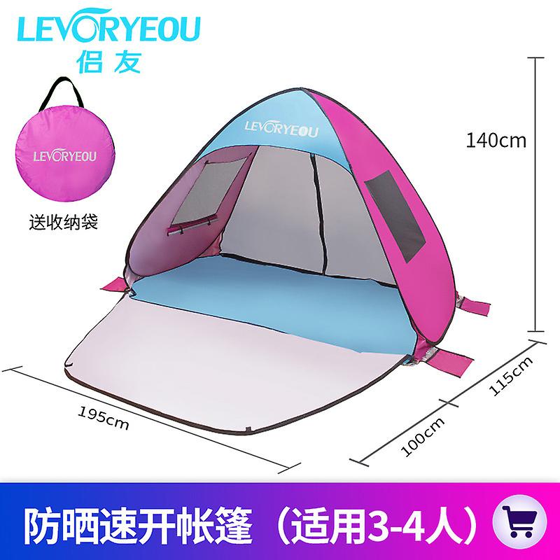 Levoryeou Outdoor Beach Tent Quickly Open Automatic Pop-up Simple Sunshade Seaside Leisure Pergola With Double Doors And Windows