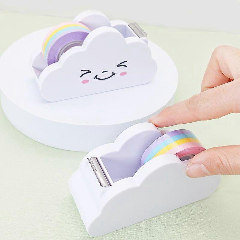 1pc Mini Cloud Shape Tape Dispenser met Regenboog Tape