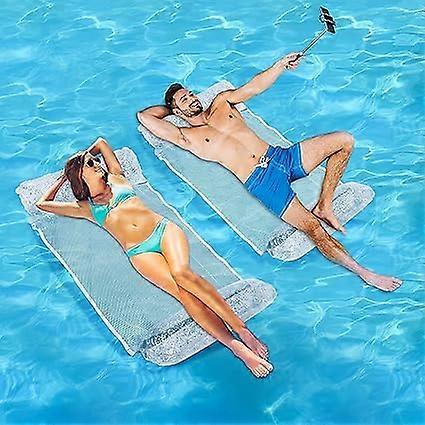 Inflatable Floating Pool Hammock, 2PCS Inflatable Floating Bed Foldable PVC Hammock, Inflatable Sequin Buoy Floating Water Hammocks, Multi-Purpos