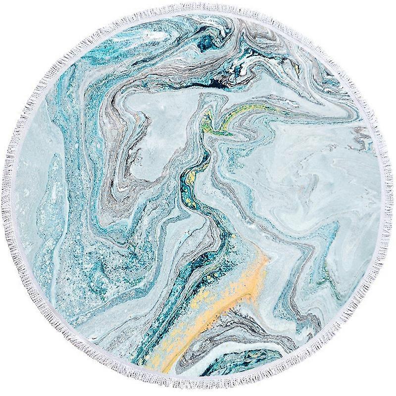 Round Printed Beach Towel Microfiber Shawl Beach Towel Beach Mat(B)