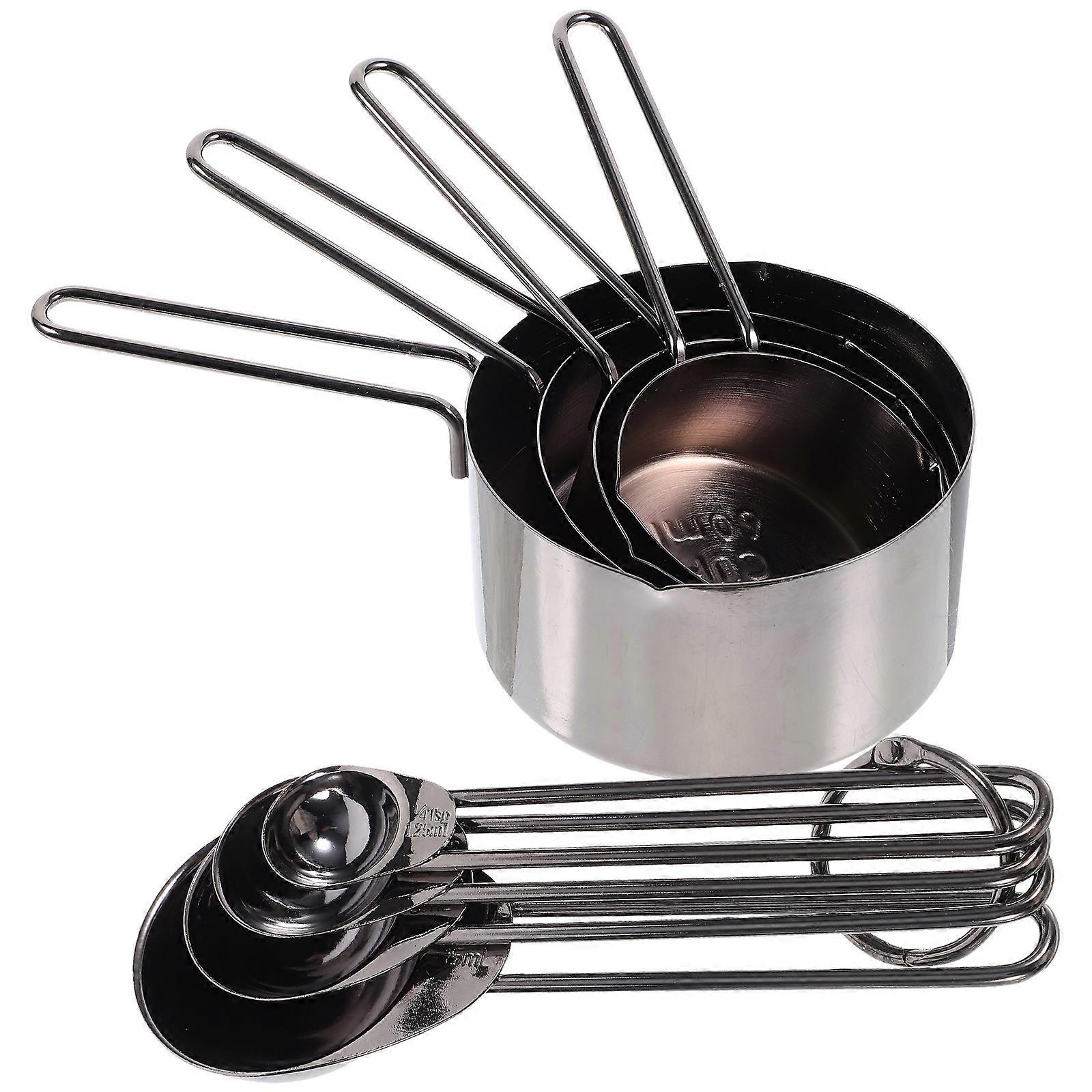 1 Set Stainless Steel Measuring Cups Spoons Stackable Measuring Cups Spoons Baking Measuring Spoons