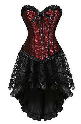 GYFDYM Plus Size Renaissance Corset Bustier Bodyshaper With Fluffy Pleated Layered Tutu Skirt
