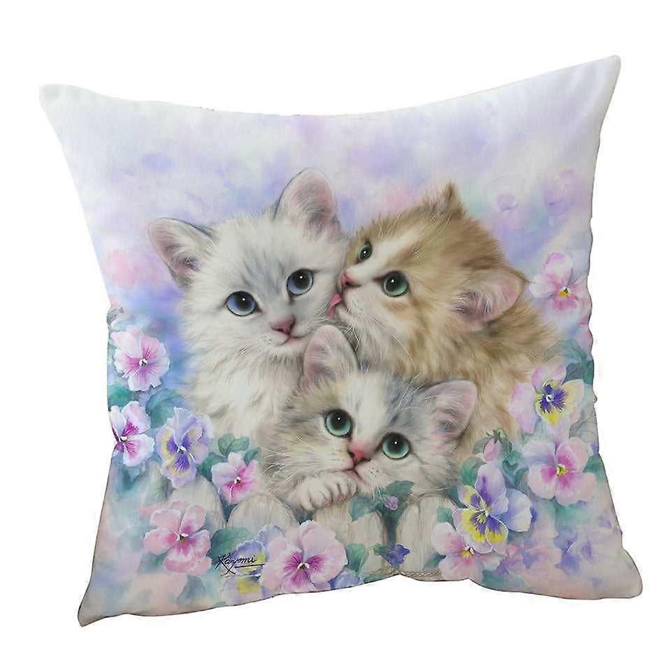 三只可爱的小猫白日梦猫艺术靠垫套