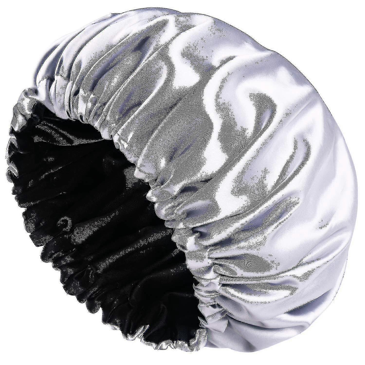 Large, Double Layer, Reversible, Adjustable Satin Cap For Sleeping Hair Bonnet